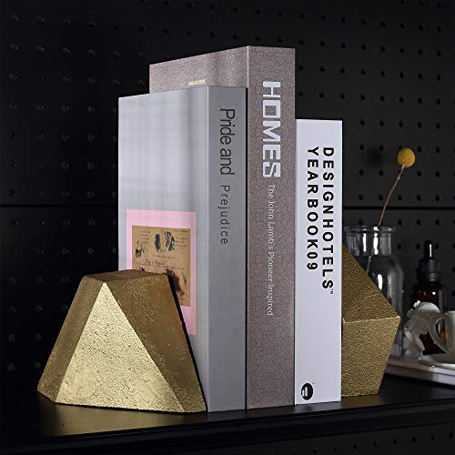 Ambipolar Decorative Gold Cast Iron Bookends, Home Decorative Bookends for Heavy Books, Abstract Bookends for Bookshelves, Office Desk, Living Room Decor - Image 5