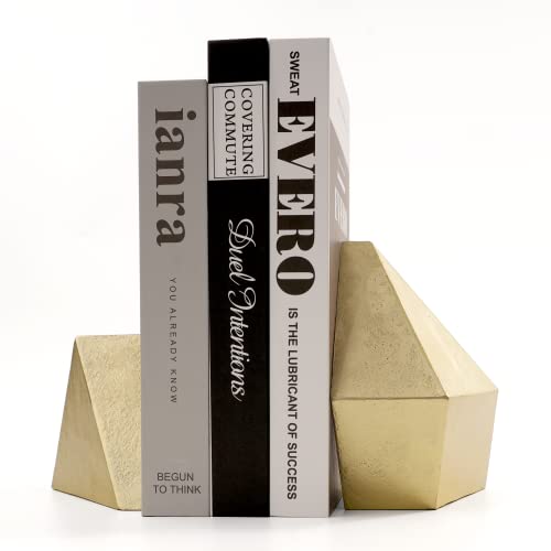 Ambipolar Decorative Gold Cast Iron Bookends, Home Decorative Bookends for Heavy Books, Abstract Bookends for Bookshelves, Office Desk, Living Room Decor - Image 2
