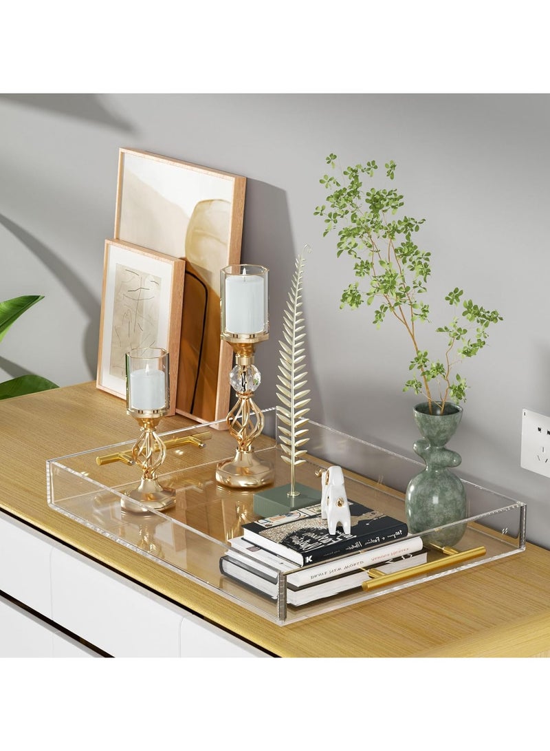 TPGP Clear Acrylic Serving Tray - 12x16 Inches, Spill-Proof Decorative Tray Organizer for Ottoman, Coffee Table, and Countertop with Gold Handles - Image 4