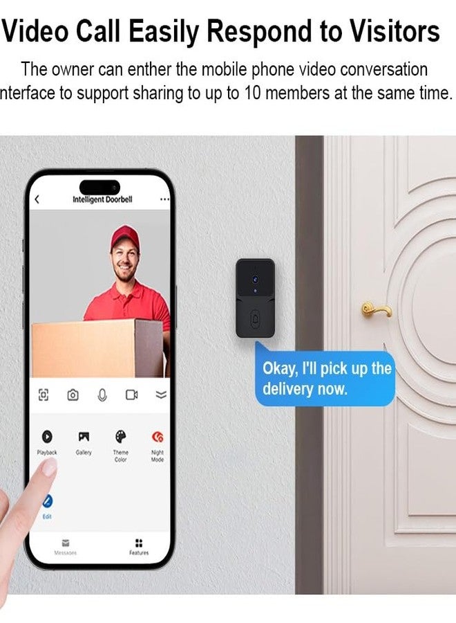 MANYCAST جرس باب ذكي لاسلكي بتقنية واي فاي من ماني كاست مع جرس موسيقي - دقة عالية الوضوح | صوت ثنائي الاتجاه | رؤية ليلية | وضع استعداد طويل | مكالمة فيديو فورية للزائر | إمكانية الاتصال بالتطبيق - Image 4