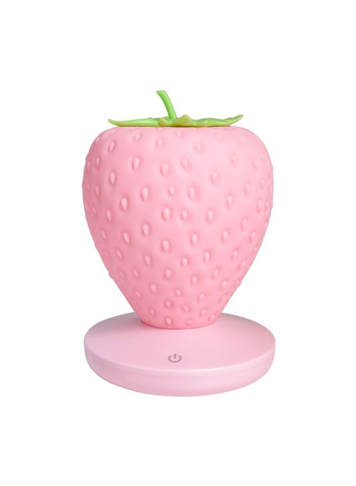 3D Strawberry Night Light Table Lamp For Bedroom Pink - Image 3