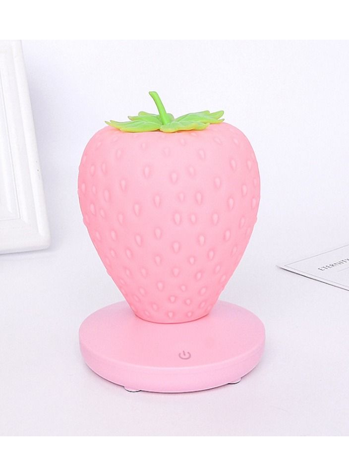 3D Strawberry Night Light Table Lamp For Bedroom Pink - Image 2
