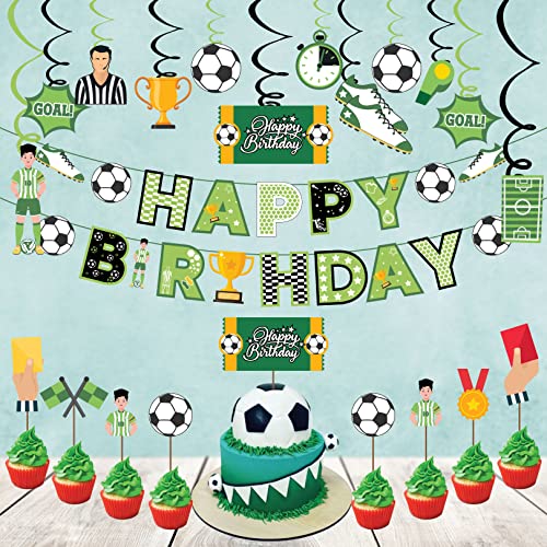 Festiko®Football Theme Party Supplies (22 pcs)- for Game Day, and Football Birthday Party Decorations,Party Supplies Combo Banner,Swirls,Cake Topper,Cup Cake Toppers - Image 2