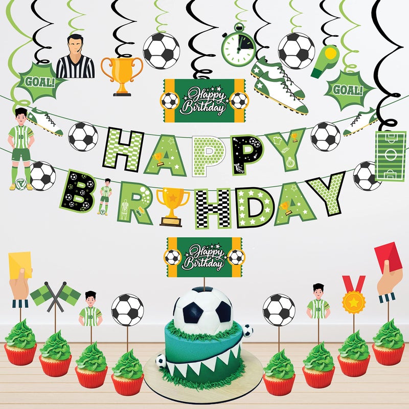 Festiko®Football Theme Party Supplies (22 pcs)- for Game Day, and Football Birthday Party Decorations,Party Supplies Combo Banner,Swirls,Cake Topper,Cup Cake Toppers - Image 5