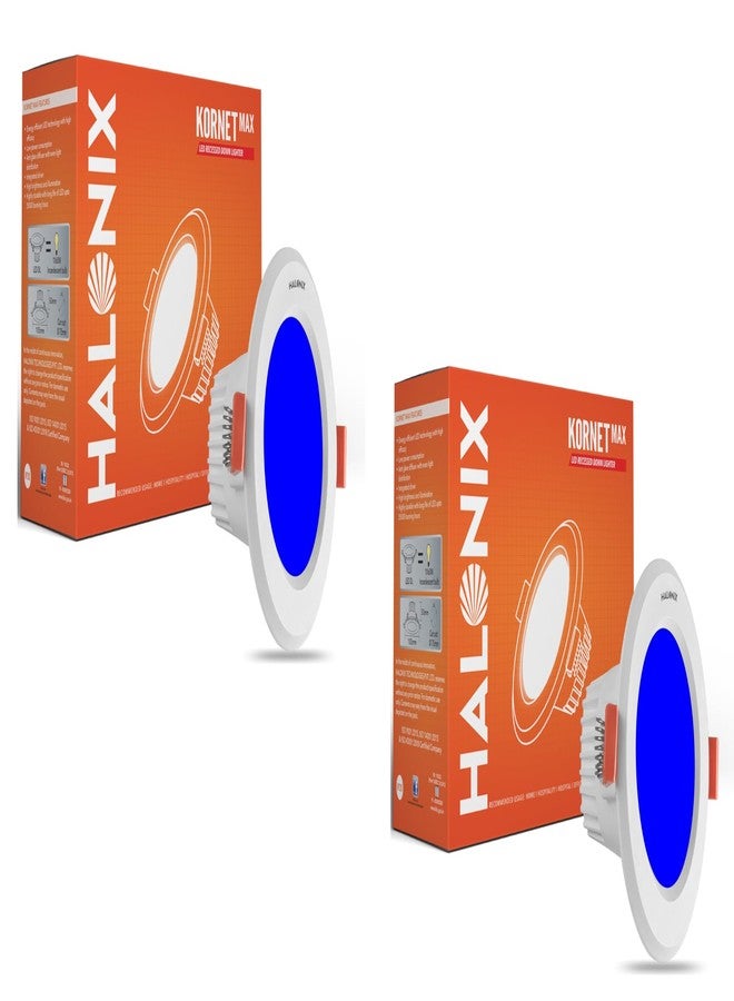 Halonix 3W Blue Junction Box led downlighter | Cut Out- 2.15 inch, Dia- 3.22, Height- 1.96 inch | PF-: >0.50, CRI- >80 | Led Ceiling Light for Home, Shop and Office |Pack of 2, Blue.