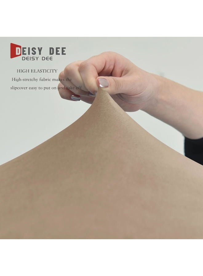Deisy Dee Stretch XL/Oversized Extra Large Velvet Dining Room Chair Covers for Kitchen Dining，Removable Washable Chair Protectors Slipcovers (Khaki, 2) - Image 5