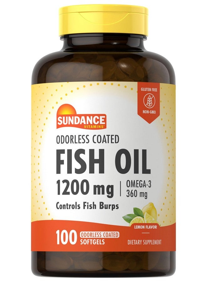 Sundance Odorless Fish Oil 1200mg | 100 Coated Softgels | Controls Fish Burps | Lemon Flavor | Non-GMO and Gluten Free Supplement. - Image 1