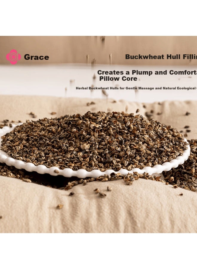 Grace Natural Buckwheat Husk Pillow Chinese Style Cotton Linen Buckwheat Pillow Cervical Pillow 35*55cm - Image 1