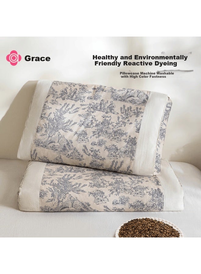 Grace Natural Buckwheat Husk Pillow Chinese Style Cotton Linen Buckwheat Pillow Cervical Pillow 35*55cm - Image 3
