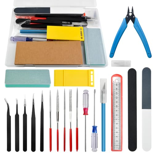 BXQINLENX Professional 20 PCS Model Tools Kit Modeler Basic Tools Craft Set Hobby Building Tools Kit for Gundam Car Model Building Repairing and Fixing(I) - Image 1