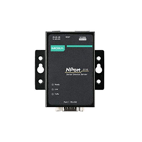 MOXA NPort 5110-1 Port Serial Device Server, 10/100 Ethernet, RS232, DB9 Male - Image 1
