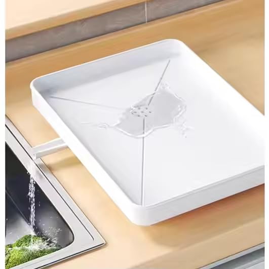HAKKU Kitchen Dish Rack with Drain Tray – Space Saving Countertop Dish Drainer with Cutlery Holder & Drainage Spout for Plates, Cups & Bowls, Size (15L*11.4W*5H Inch) (White Single Layer) - Image 4