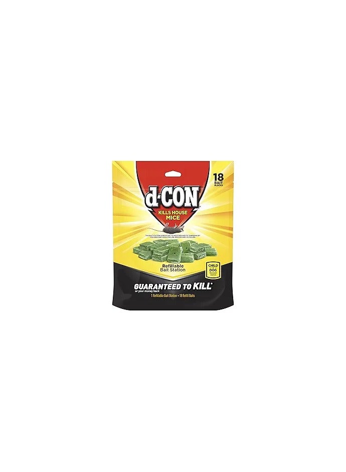 d-con d-CON Refillable Corner Fit Mouse Bait Station, 1 Trap + 18 Bait Refills  - Image 1