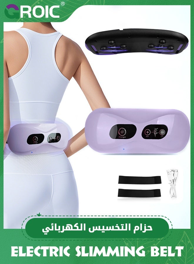 GROIC Slimming Belt, Abdominal Massager Portable Weight Loss Machine with 5 Modes Massage Modes, Heating, Improve Blood Flow,Heating Pad for Back Pain(Purple) - Image 1