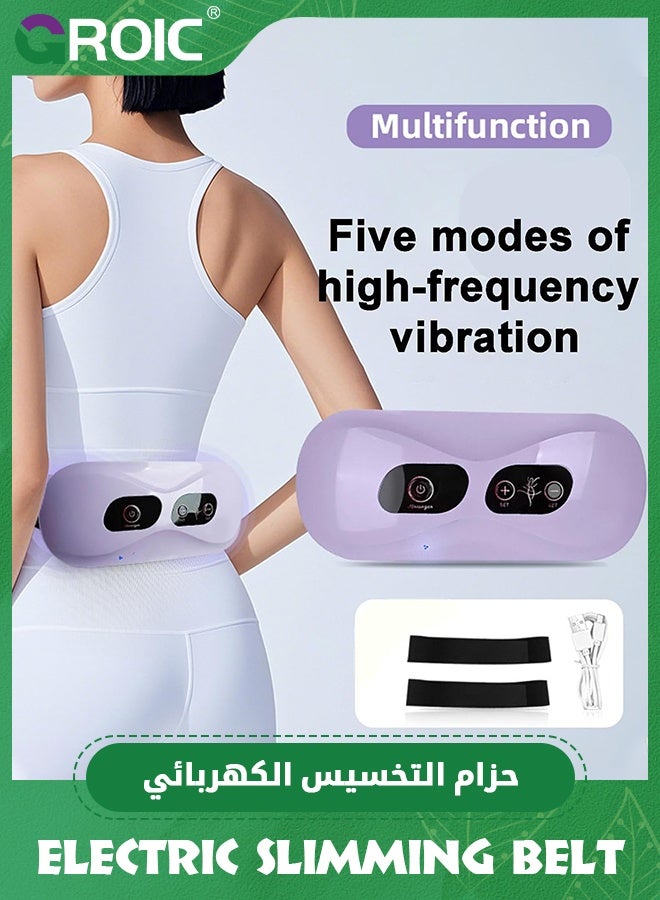 GROIC Slimming Belt, Abdominal Massager Portable Weight Loss Machine with 5 Modes Massage Modes, Heating, Improve Blood Flow,Heating Pad for Back Pain(Purple) - Image 2