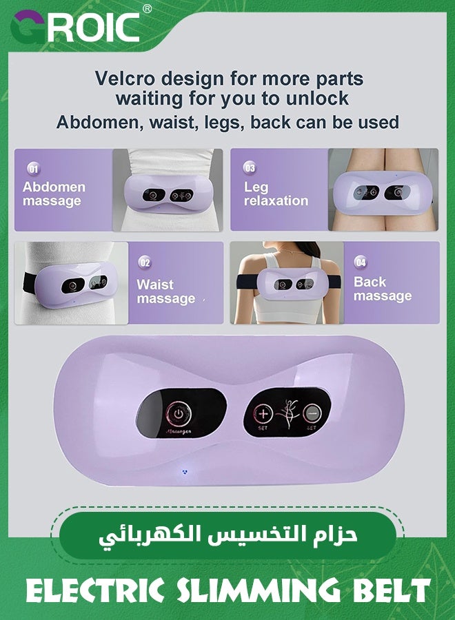 GROIC Slimming Belt, Abdominal Massager Portable Weight Loss Machine with 5 Modes Massage Modes, Heating, Improve Blood Flow,Heating Pad for Back Pain(Purple) - Image 3