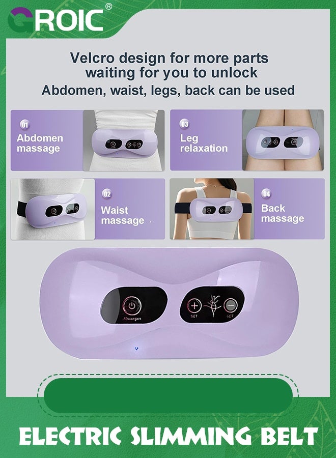 GROIC حزام تخسيس، جهاز تدليك بطني محمول لفقدان الوزن مع 5 أوضاع تدليك، تسخين، تحسين تدفق الدم، وسادة تسخين لآلام الظهر (بنفسجي) - Image 4