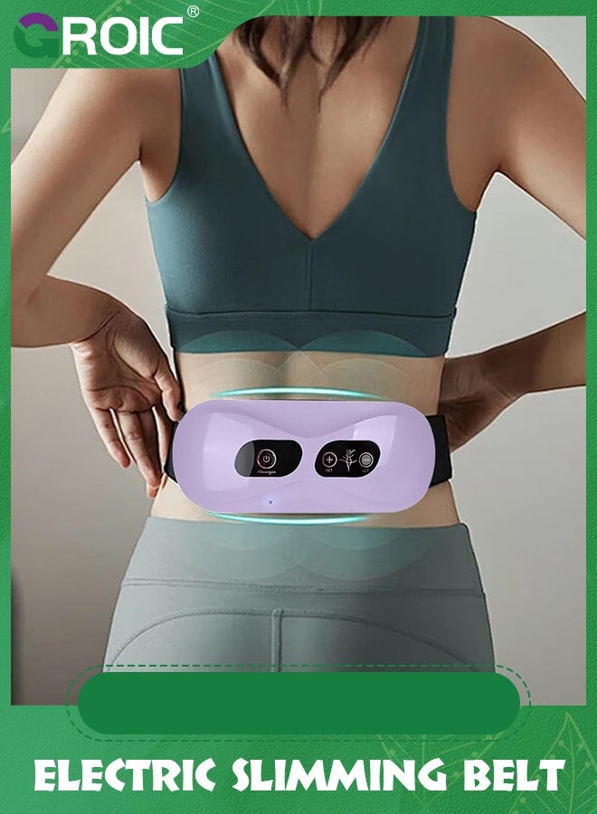 GROIC حزام تخسيس، جهاز تدليك بطني محمول لفقدان الوزن مع 5 أوضاع تدليك، تسخين، تحسين تدفق الدم، وسادة تسخين لآلام الظهر (بنفسجي) - Image 2