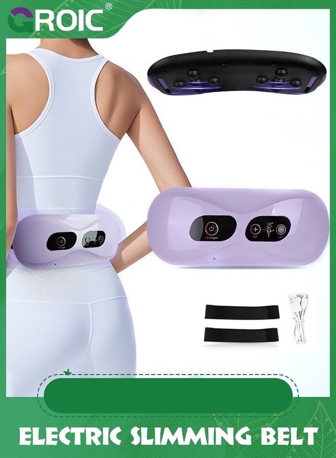 GROIC حزام تخسيس، جهاز تدليك بطني محمول لفقدان الوزن مع 5 أوضاع تدليك، تسخين، تحسين تدفق الدم، وسادة تسخين لآلام الظهر (بنفسجي) - Image 1
