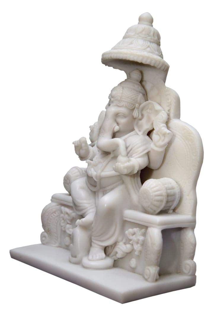 NIRAJ ART Marble Handcraft God Ganpati Ji Murti for Home Decor Off White 9H Inches X 6W Inches - Image 2