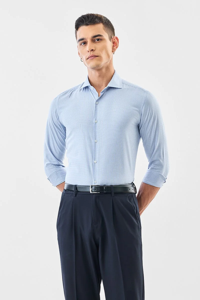 سنيتش قميص بقصة ضيقة من قماش فاخر قابل للتمدد بنقشة مربعات صغيرة