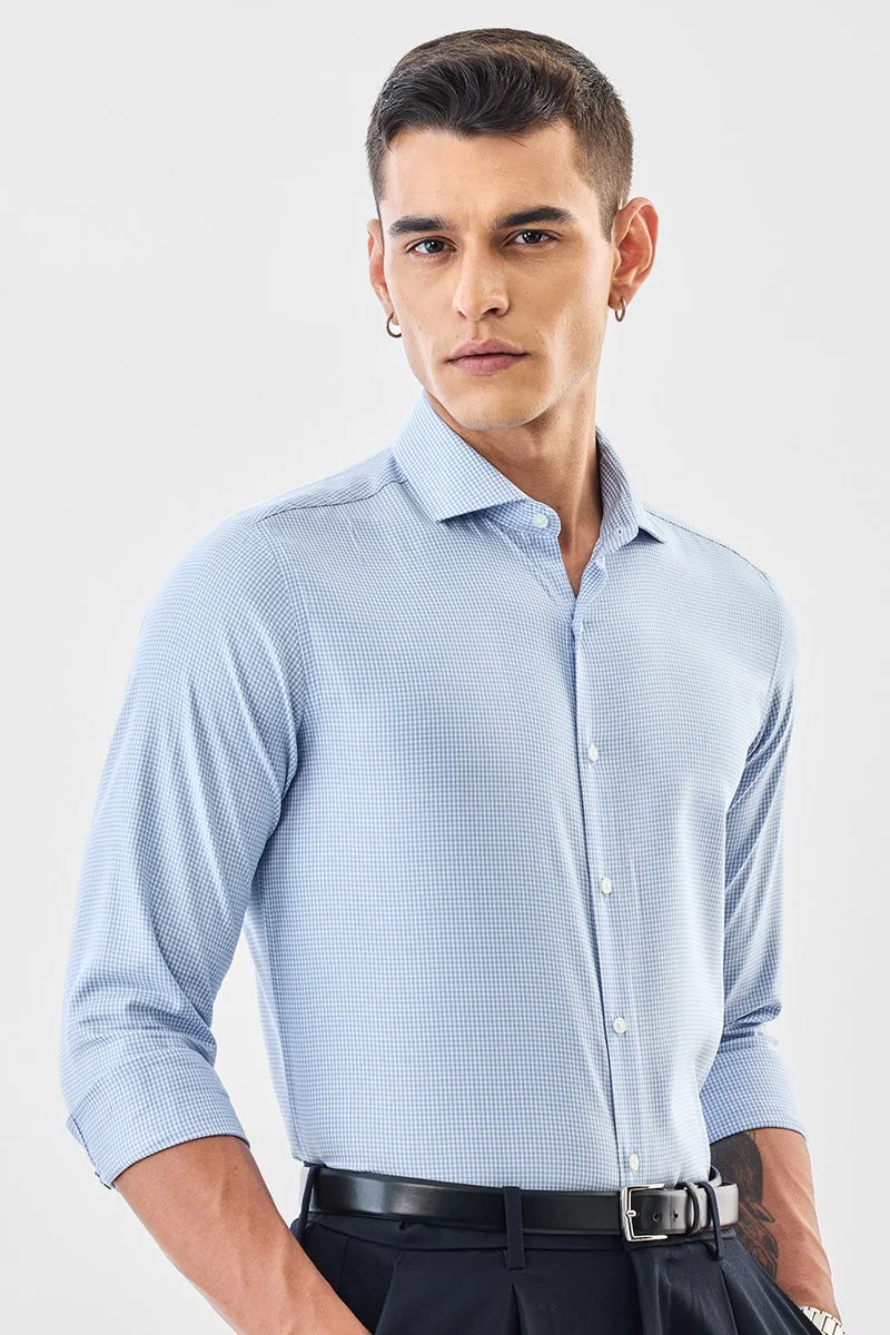 سنيتش قميص بقصة ضيقة من قماش فاخر قابل للتمدد بنقشة مربعات صغيرة