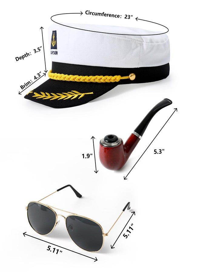 Funny World Men's Captain T-Shirt Graphic Short Sleeve Yacht Party Costume, White Costume Set, M - Image 2