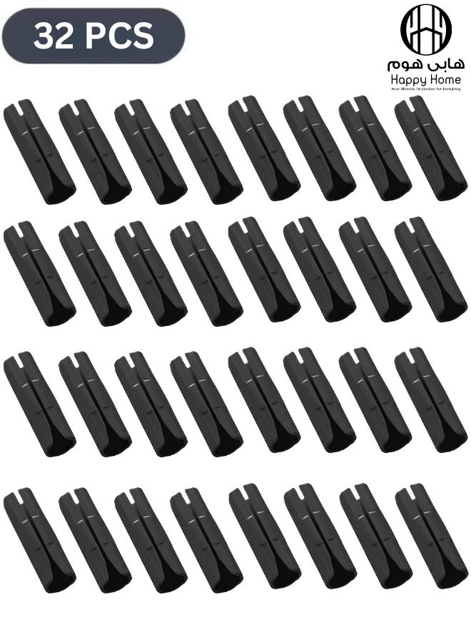 هابي هوم 32 قطع من مشابك ملاءات السرير ومثبتات المراتب ومثبتات الأريكة وأشرطة تثبيت مقاومة للانزلاق للحفاظ على ملاءات السرير محكمة (أسود) - Image 1