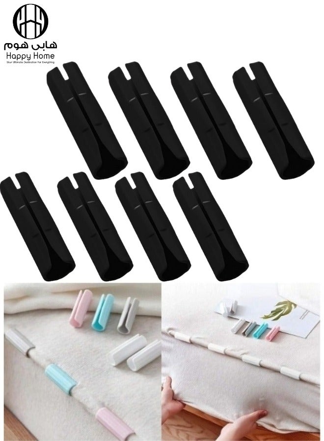 هابي هوم 32 قطع من مشابك ملاءات السرير ومثبتات المراتب ومثبتات الأريكة وأشرطة تثبيت مقاومة للانزلاق للحفاظ على ملاءات السرير محكمة (أسود) - Image 2