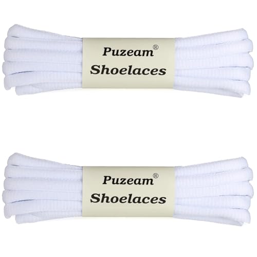 Puzeam 2 Pairs Oval Athletic Shoelaces 33 Colors 1/4" Half Round Shoe Laces for Sneakers - Pure White 80 - Image 2
