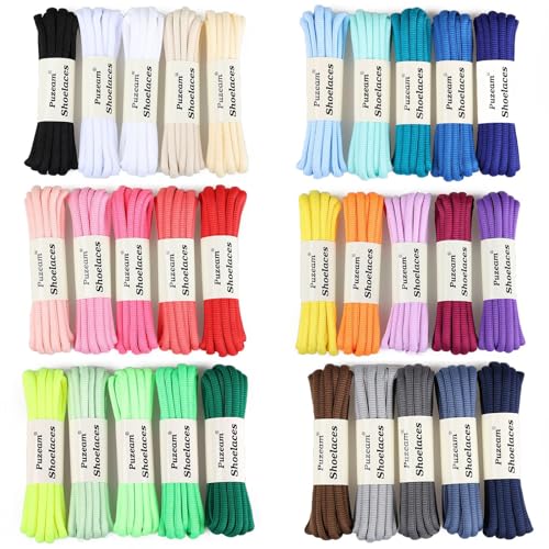 Puzeam 2 Pairs Oval Athletic Shoelaces 33 Colors 1/4" Half Round Shoe Laces for Sneakers - Pure White 80 - Image 5