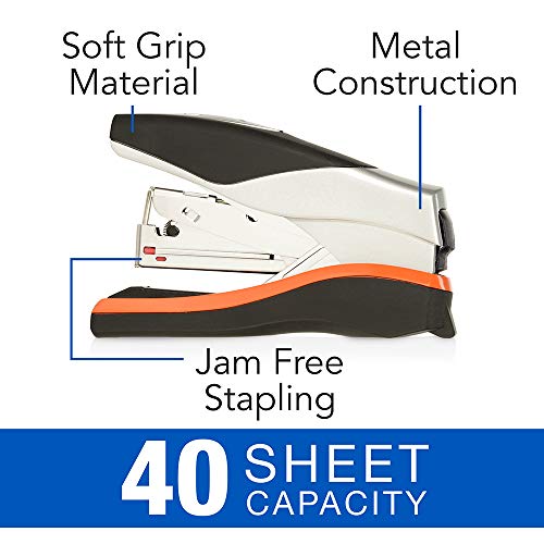 Swingline Stapler, Half Strip Desktop Stapler, 40 Sheet Capacity, Low Force, Compact Size, Office, Desk, Optima 40, Orange/Silver/Black, 6 Pack (87842) - Image 2