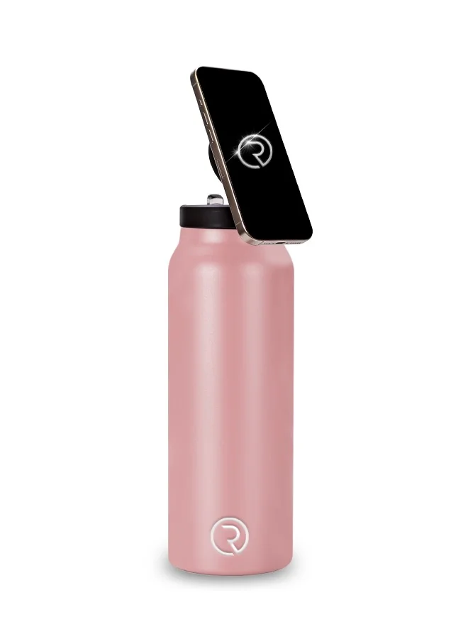 Sports Origin MagSafe Insulated 32oz/950ml Pro Water Bottle with Phone Holder, 360° Rotate, Hot 6H Cold 12H – Pink