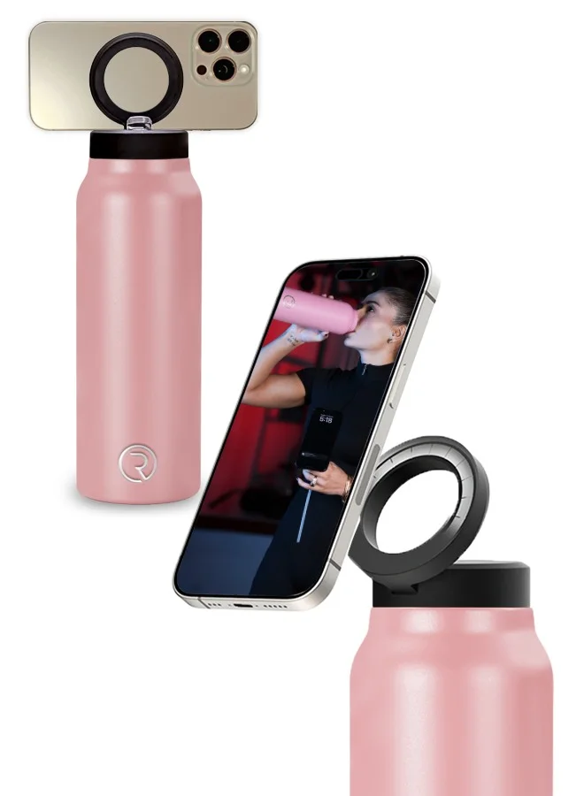 Sports Origin MagSafe Insulated 32oz Pro Water Bottle with Phone Holder, 360° Rotate, Hot 6H Cold 12H – Pink