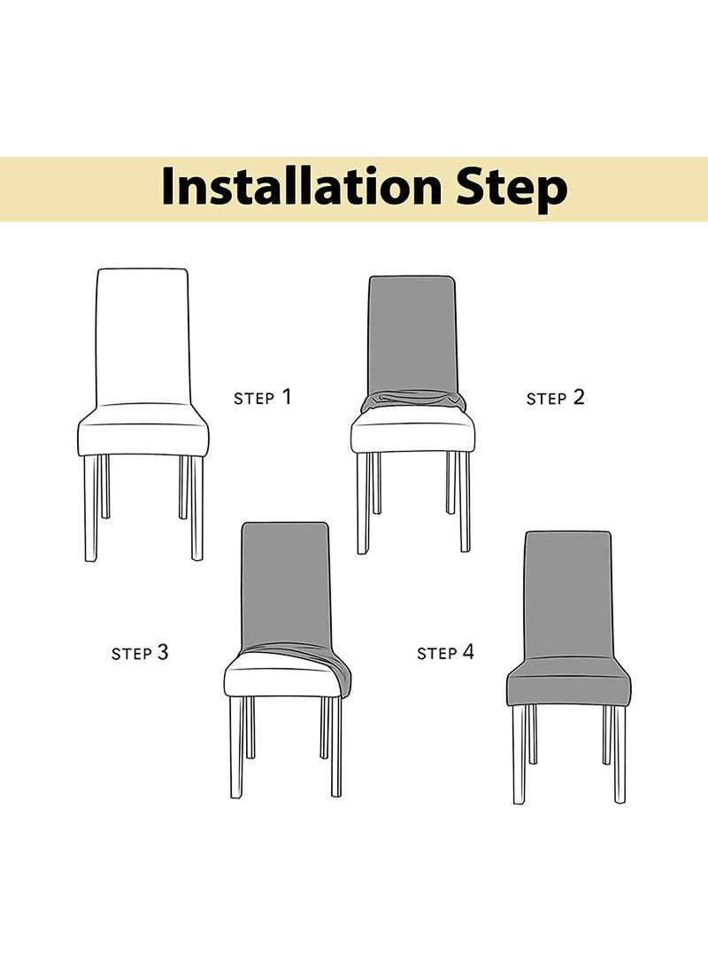 Cloud Search Cloud Search Dining Chair Cover Dining Chair Covers Set of 4 Easy Chair Cloth Elastic and Washable Dining Table Chair Cover Seater Waterproof Elastic Chair Covers for Home Party Wedding  - Image 5