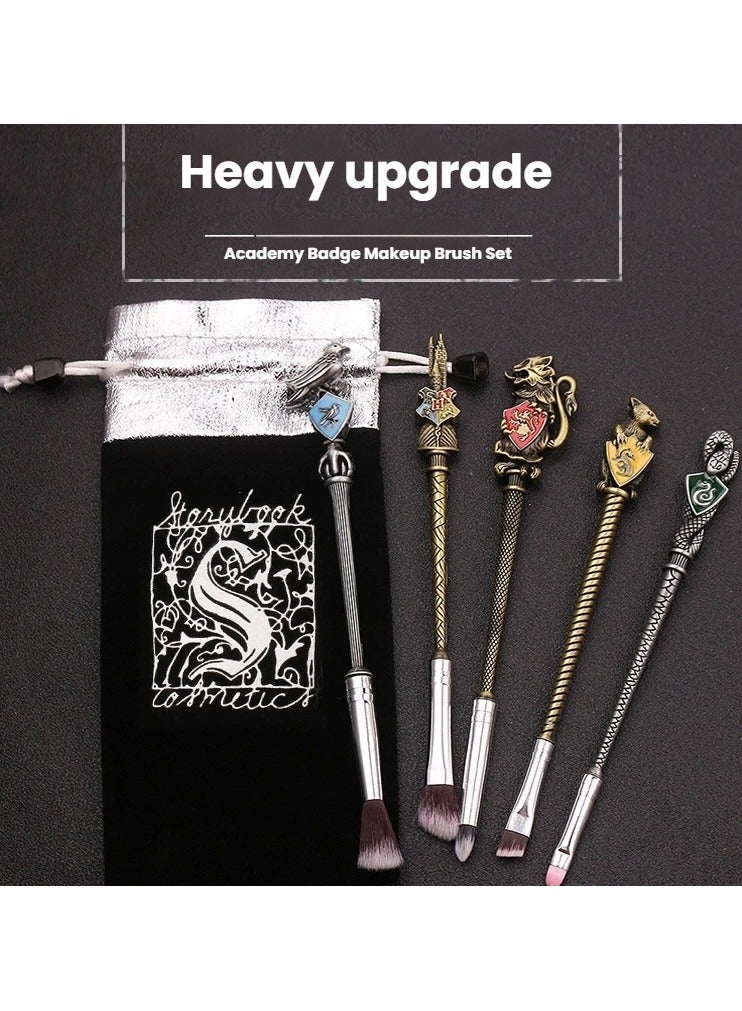 general 5-piece Harry Potter eyeshadow brush metal handle college badge make-up tool set - Image 1