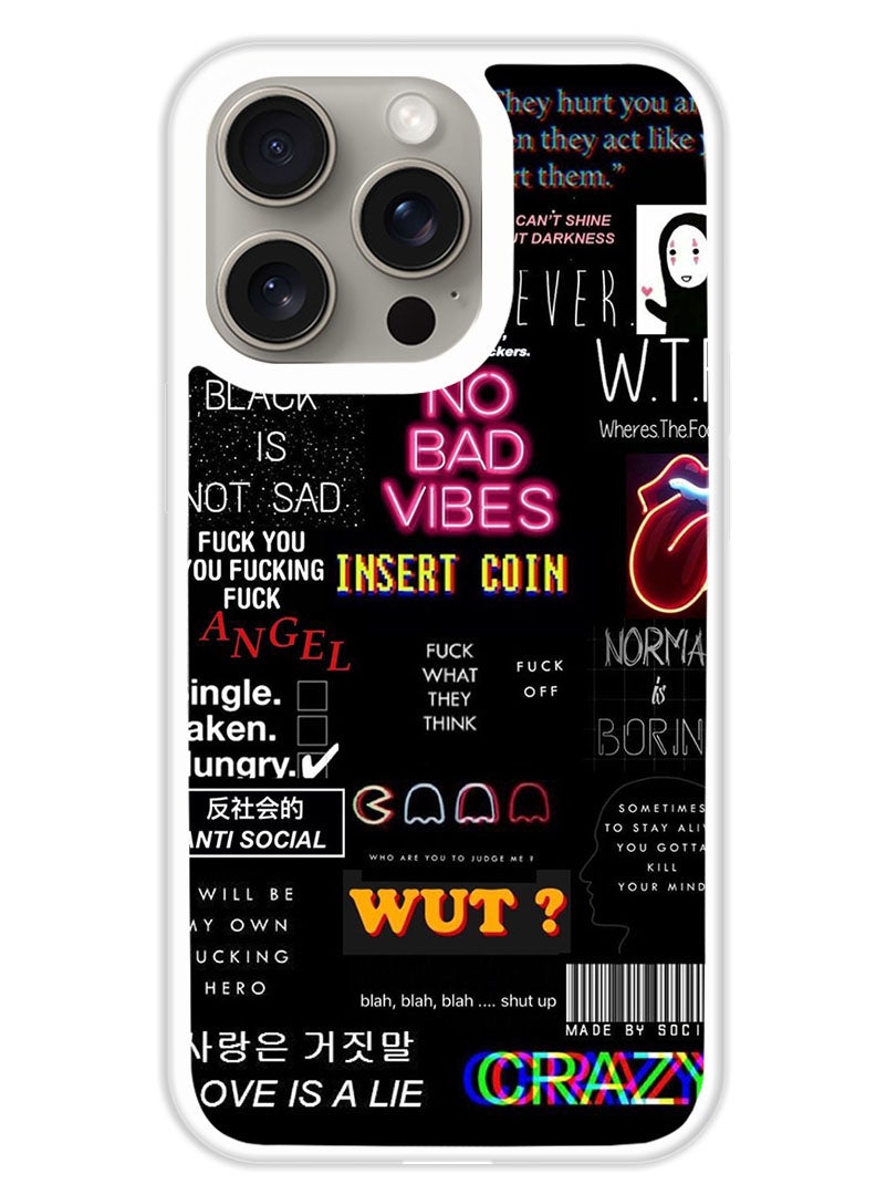 Theodor Protective Case Cover For APPLE IPHONE 15 Pro Max No Bad Vibes (White Bumper) - Image 1