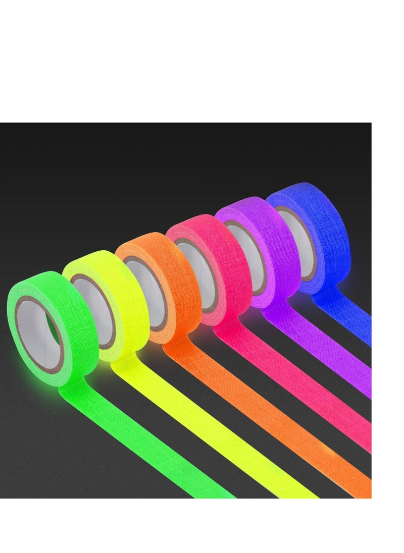 SYOSI UV Blacklight Reactive Spike Tape, Fluorescent Adhesive Tapes Dry Erase Neon for Parties Whiteboard Art Tape Craft Decorations Cloth Floors Stages (6 Pack)  - Image 5
