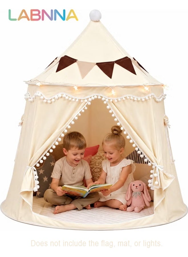LABNNA Play Tent Bed Canopy Toddler Bed, Large Playhouse Kids Castle Tents, Indoor Outdoor Game Tent, Portable Children Yurt Tents, pace Blackout Sleeping Playhouse Gift for Boys & Girls, 47''x45'', Cream - Image 1