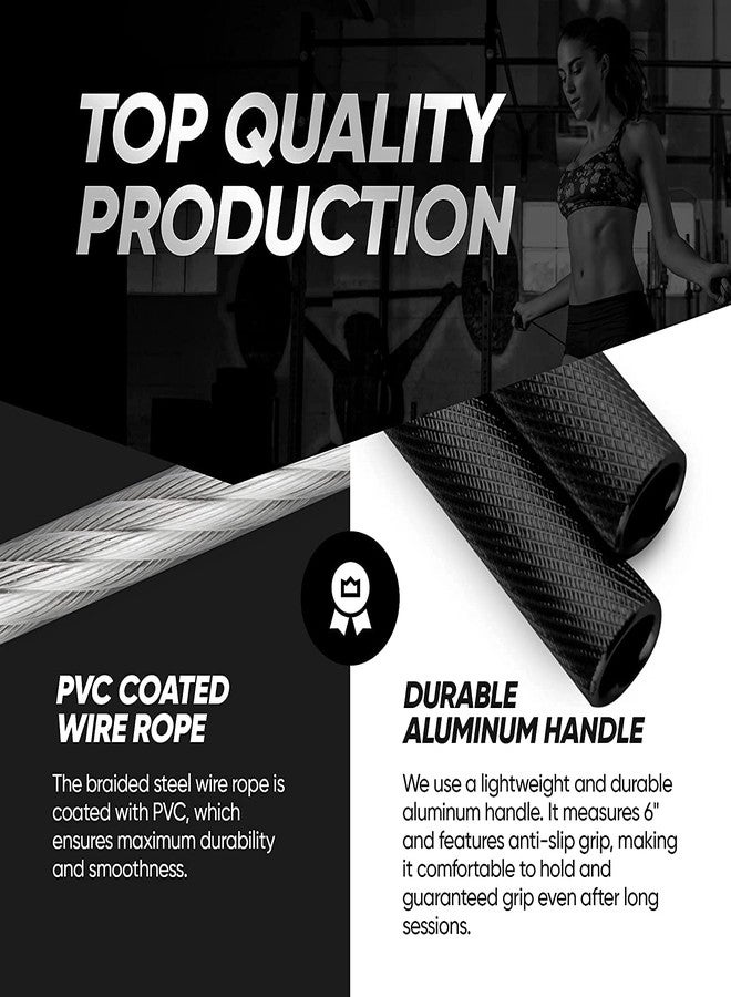 حبل قفز معدني من فيرست فيت مزود بمحامل كروية ومقابض مانعة للانزلاق، مناسب للرجال والنساء والأطفال والفتيات، لتدريبات السرعة والتحمل واللياقة البدنية (أسود) - طول قابل للتعديل - Image 3
