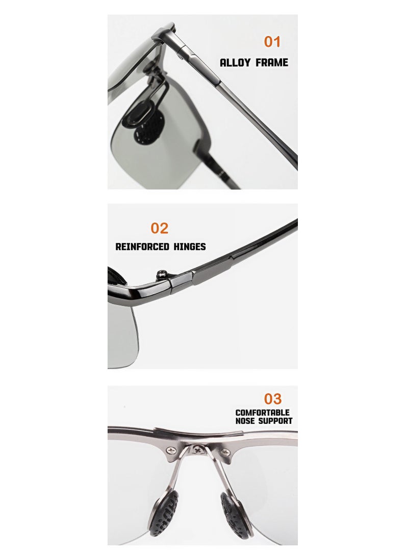 Pro-Grade Smart Color-Shifting Fishing Sunglasses | Dual-Lens Set | Light-Sensing Polarized + Titanium Memory Frame | Includes Premium Care Kit | Day & Night Use