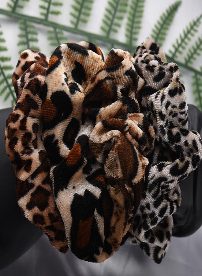 Sdopbinbin Leopard Cheetah Hair Ties Scrunchies for Womens Scrunchy Hair Ties Large Leopard Scrunchie Hair Tie Cheetah Leopard Print Hair Accessories Hair Band for Women Animal Hair Ties 4PCS - Image 3