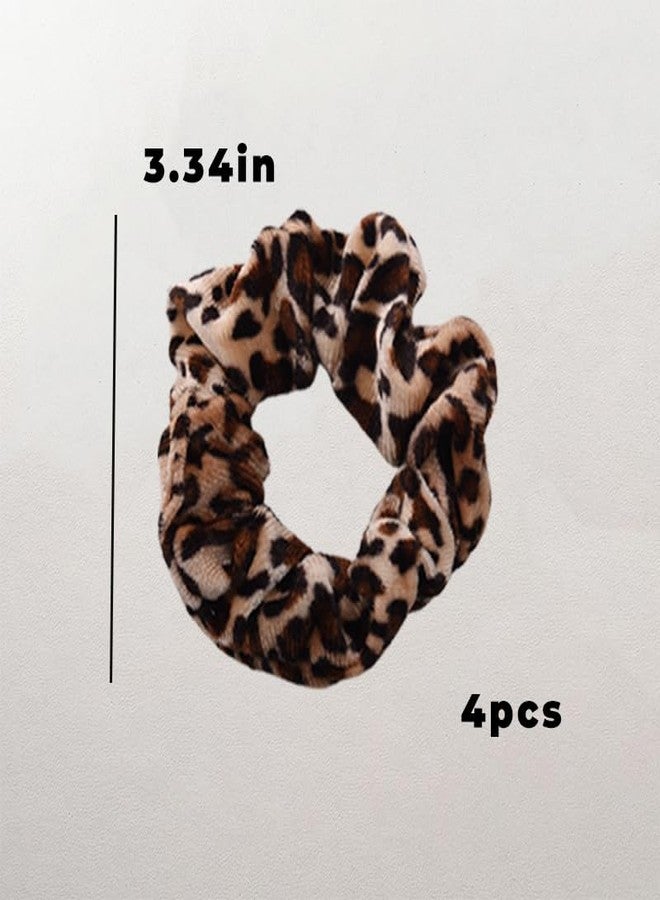 Sdopbinbin Leopard Cheetah Hair Ties Scrunchies for Womens Scrunchy Hair Ties Large Leopard Scrunchie Hair Tie Cheetah Leopard Print Hair Accessories Hair Band for Women Animal Hair Ties 4PCS - Image 4