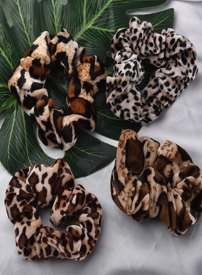 Sdopbinbin Leopard Cheetah Hair Ties Scrunchies for Womens Scrunchy Hair Ties Large Leopard Scrunchie Hair Tie Cheetah Leopard Print Hair Accessories Hair Band for Women Animal Hair Ties 4PCS - Image 2