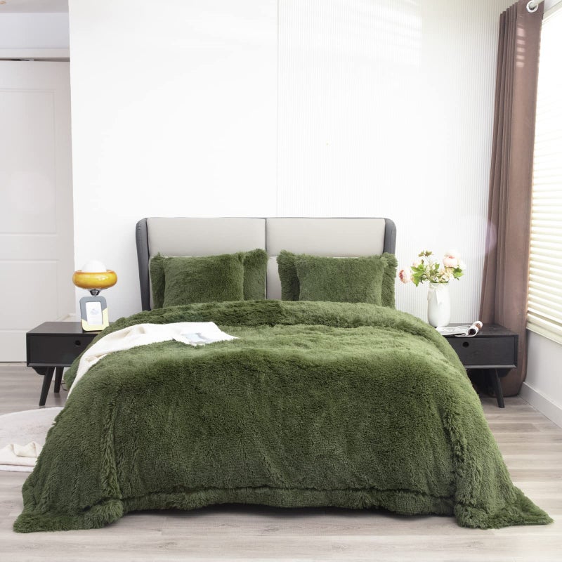 YUSOKI Faux Fur Queen BlanketOlive Green90 x 90Whithout PillowsWinter Lightweight Plush Fuzzy Soft Cozy Microfiber Comfy Bed Blanket for Women Kids Girls Couch Sofa Washable