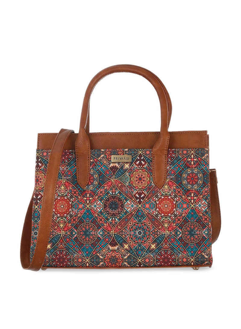 Priyaasi Floral Printed PU Shopper Handheld Bag  - Image 3