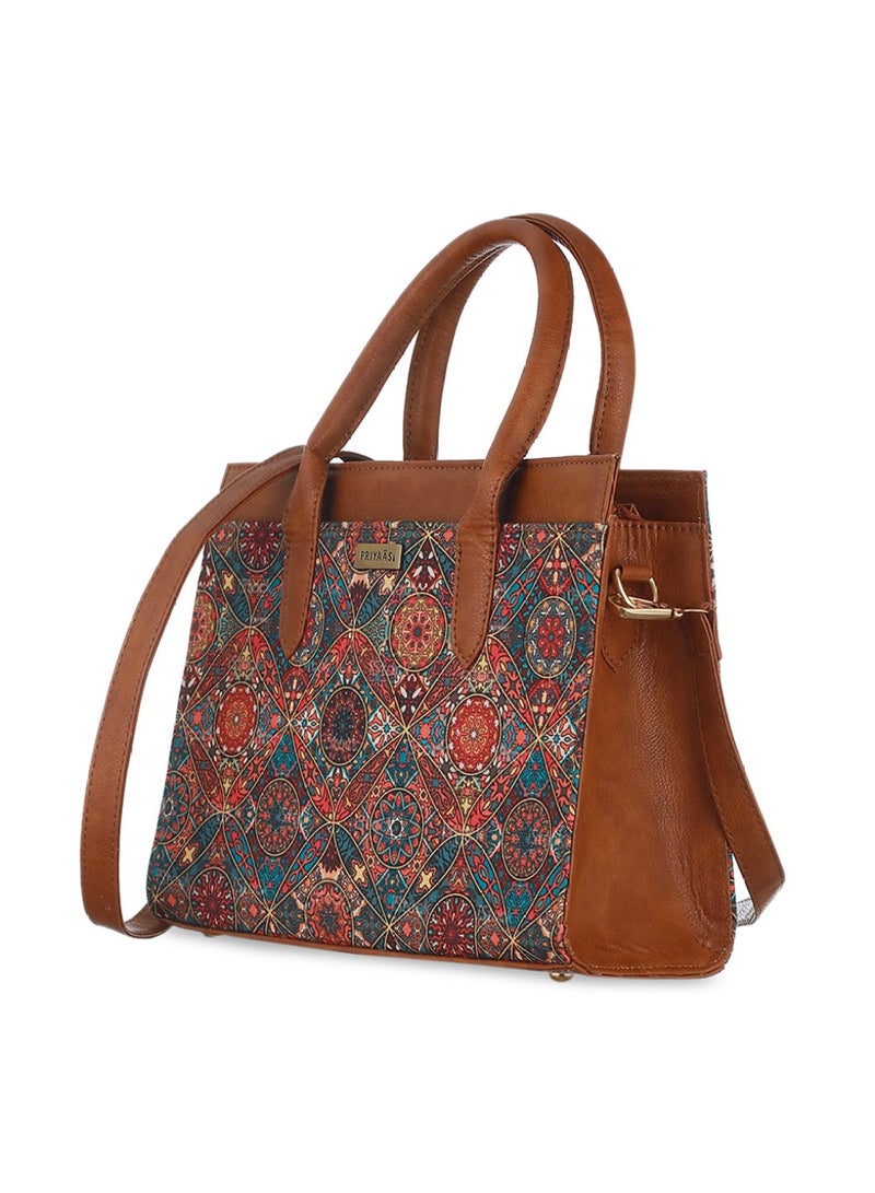 Priyaasi Floral Printed PU Shopper Handheld Bag  - Image 4