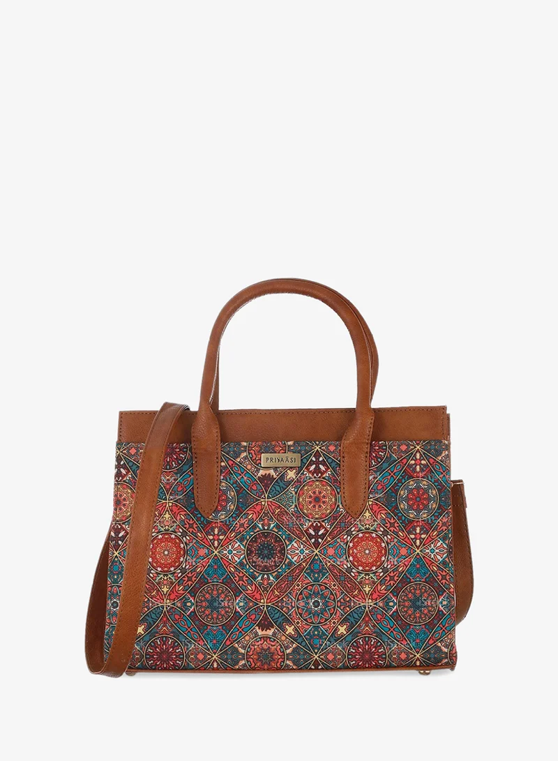 Priyaasi Floral Printed PU Shopper Handheld Bag