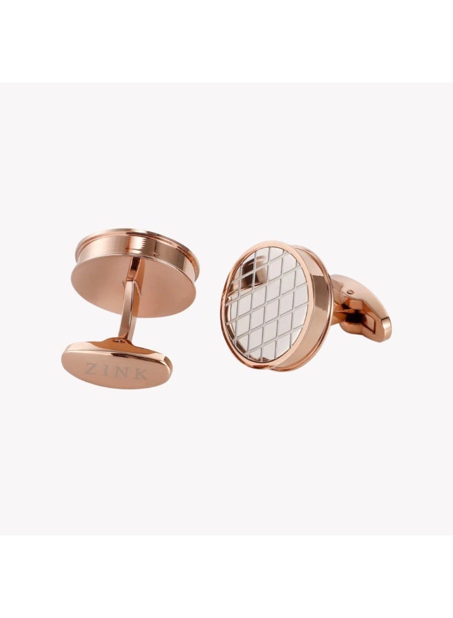 زنك أزرار أكمام زينك رجالي من الستانلس ستيل باللونين الذهبي الوردي والفضي | ZJCL004RG - Image 3