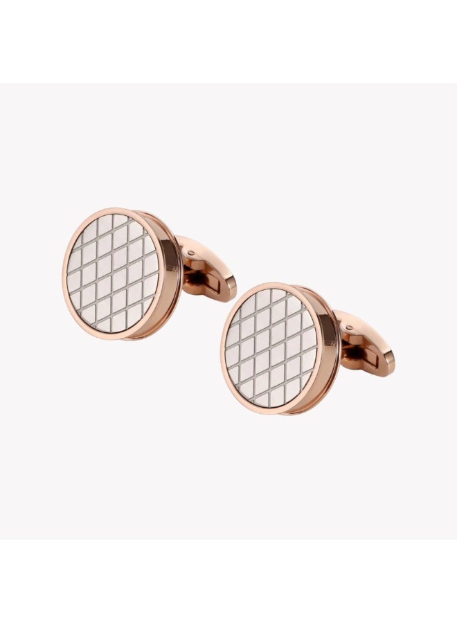 زنك أزرار أكمام زينك رجالي من الستانلس ستيل باللونين الذهبي الوردي والفضي | ZJCL004RG - Image 1